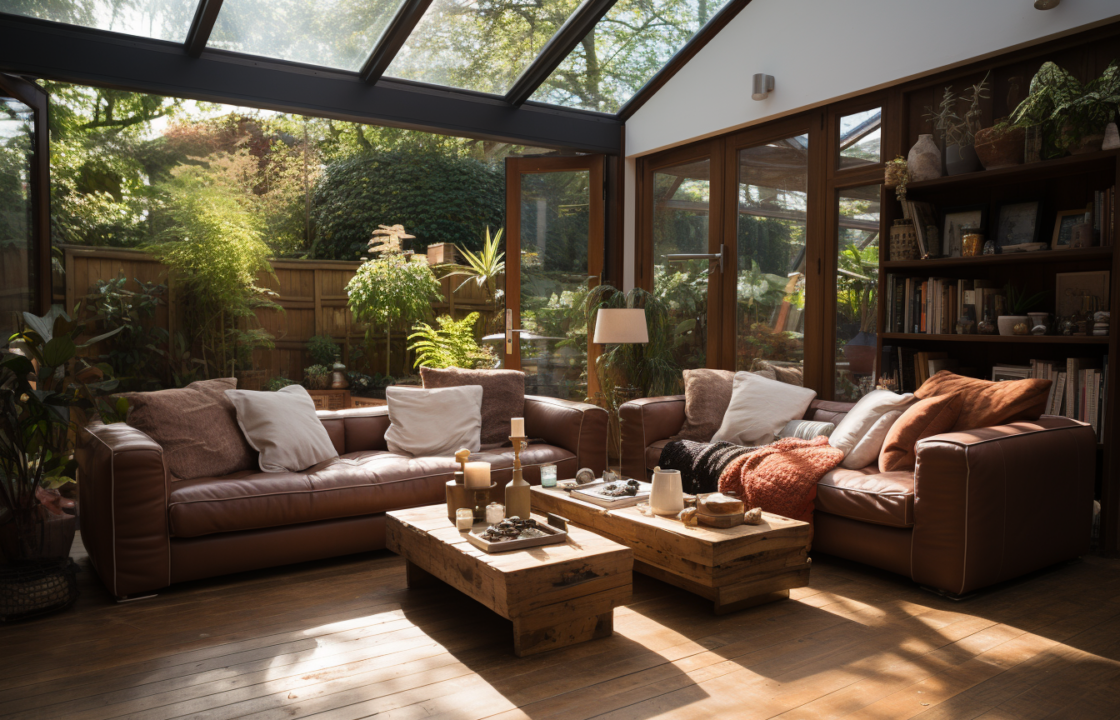large conservatory wirth bifloding doors
